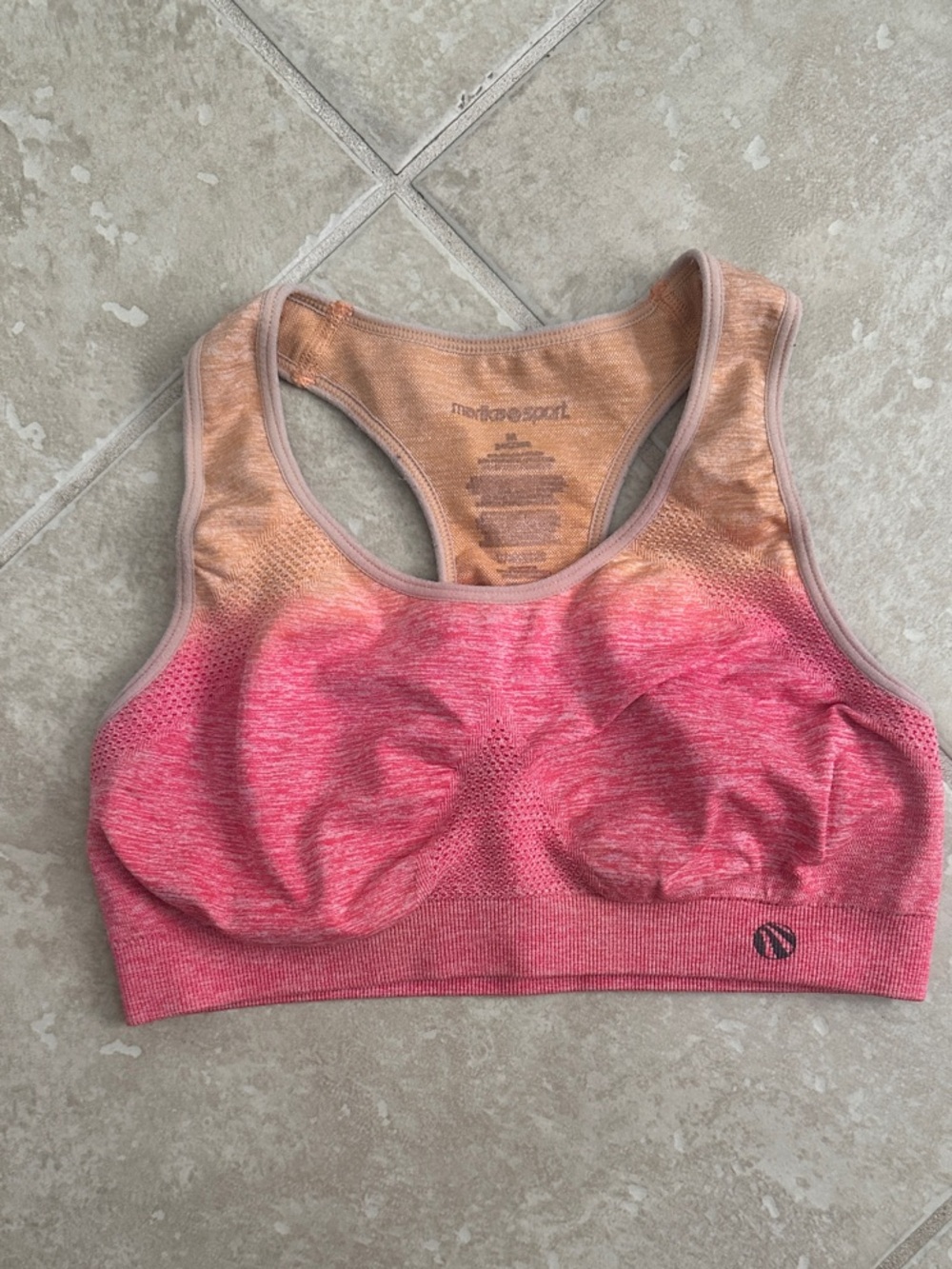 No Boundaries Ombre Racerback Sports Bra - Pink & Peach